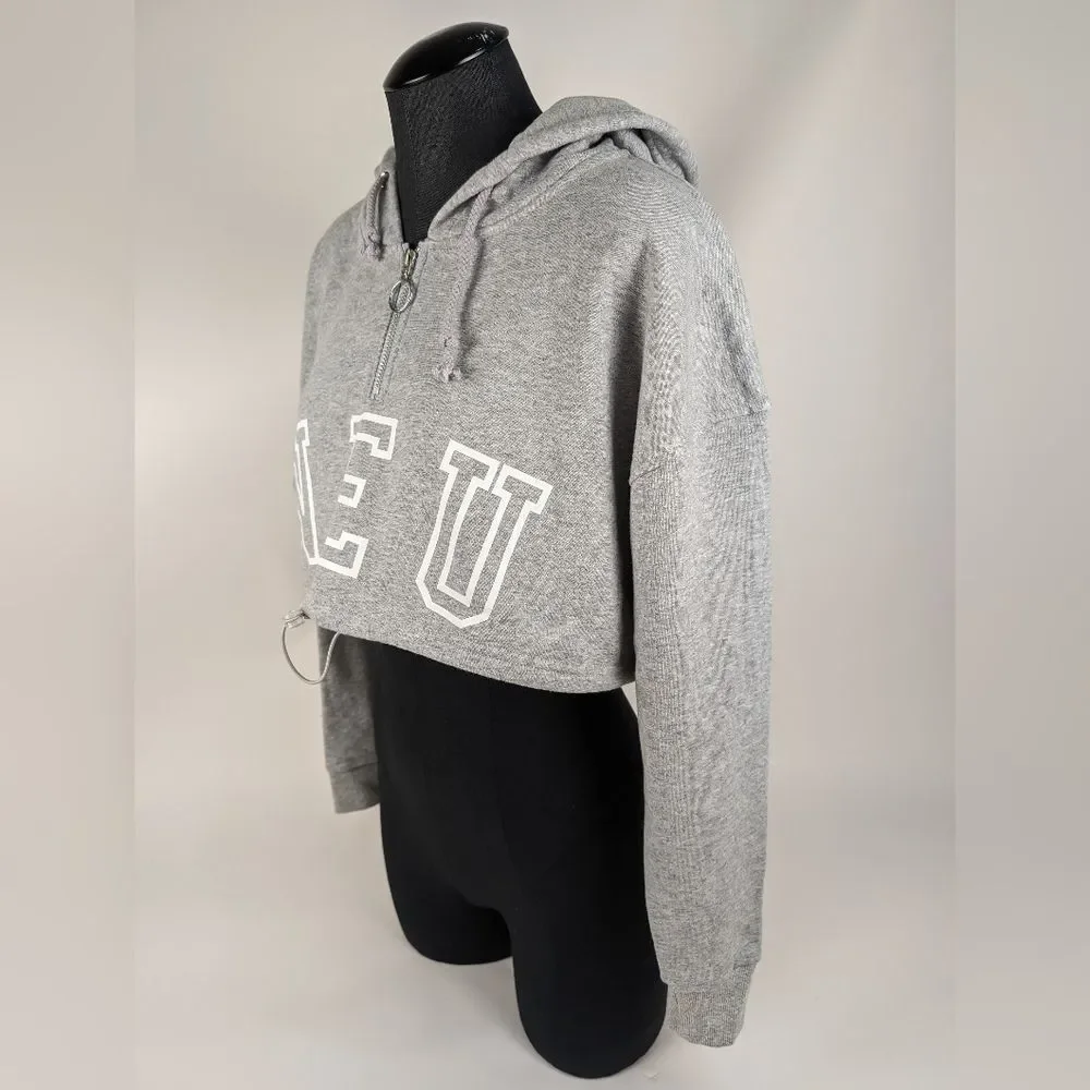 Cropped NEU Neuapparel Hoodie Sweatshirt Grey Women's Medium Long Sleeve - Picture 7 of 8